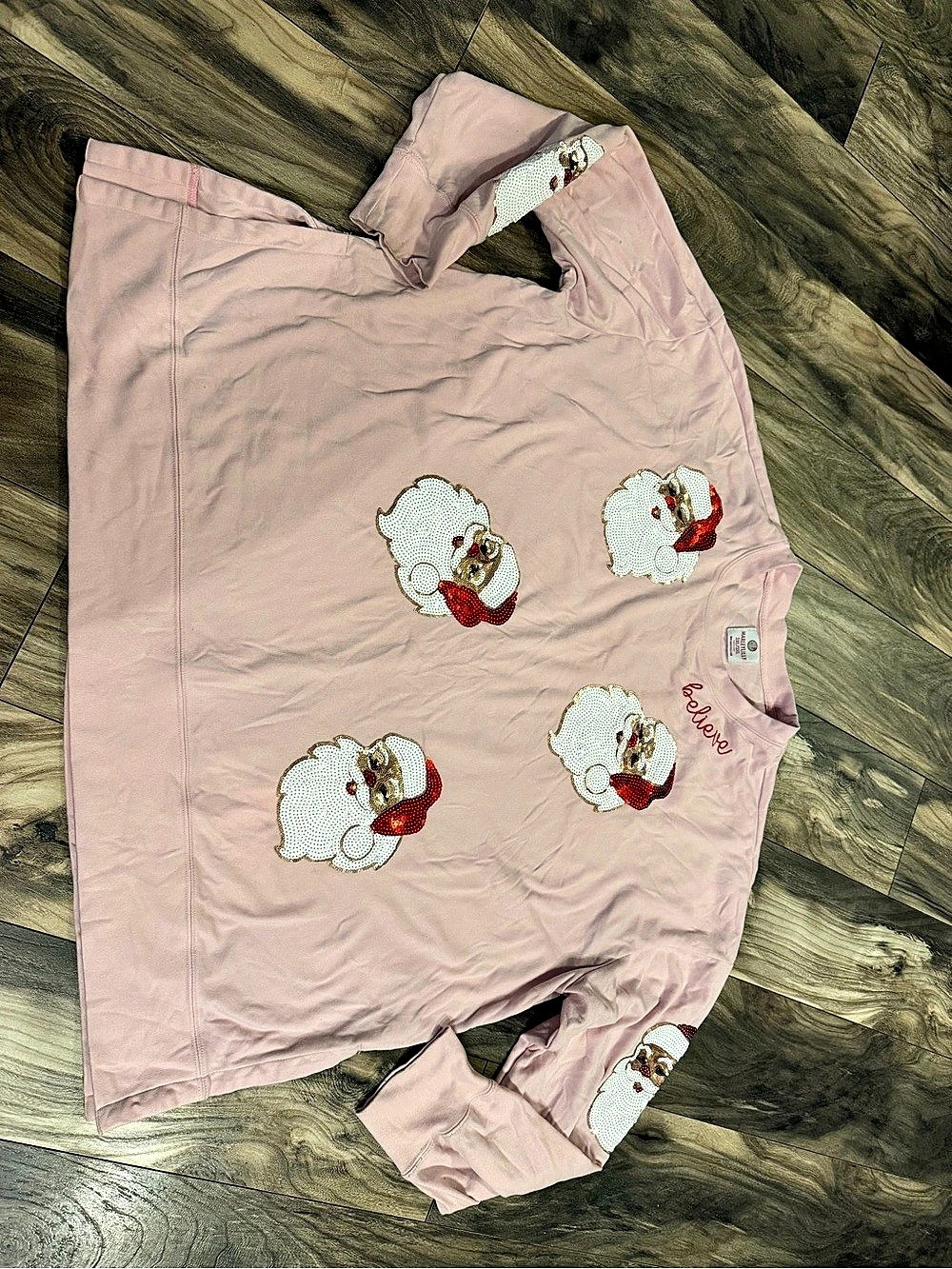 Marley Lilly Santa Sequin Sweatshirt Pink Size 2XL/3XL